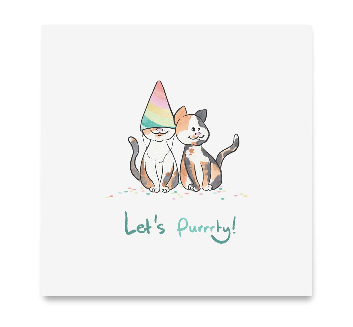 Handgemaakte wenskaart - Let's purrrty - Mags Up Your Mind